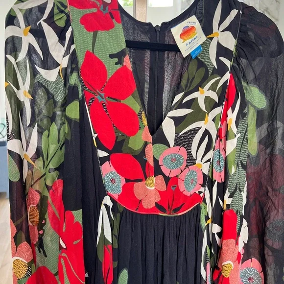 FARM for ANTHROPOLOGIE Rio Floral Maxi Dress - Black, Red, Green, Pink FARM for ANTHROPOLOGIE Rio Floral Maxi Dress - Black, Red, Green, Pink